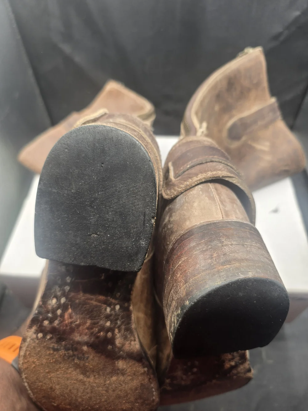 Women's Over-the-Knee Distressed Brown Leather Boots‎